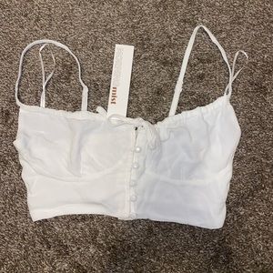 MORNING MIST button up crop tank top